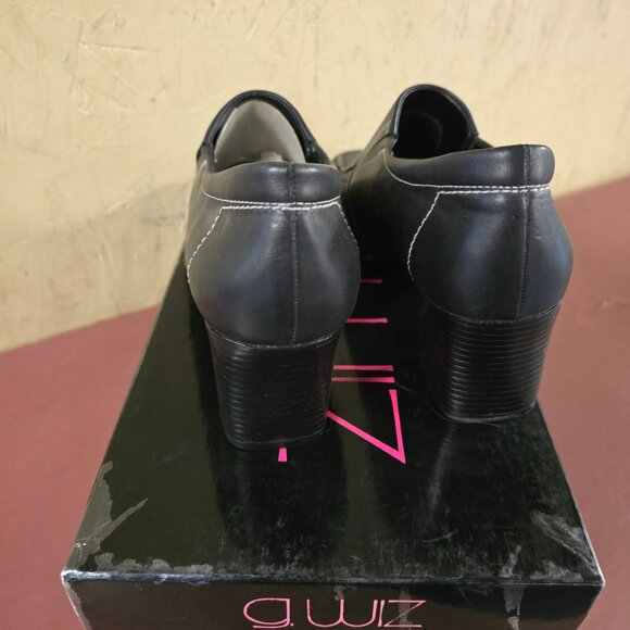 New Womens Black Leather Square Heel Demi Boots 7M 8M - Picture 3 of 5